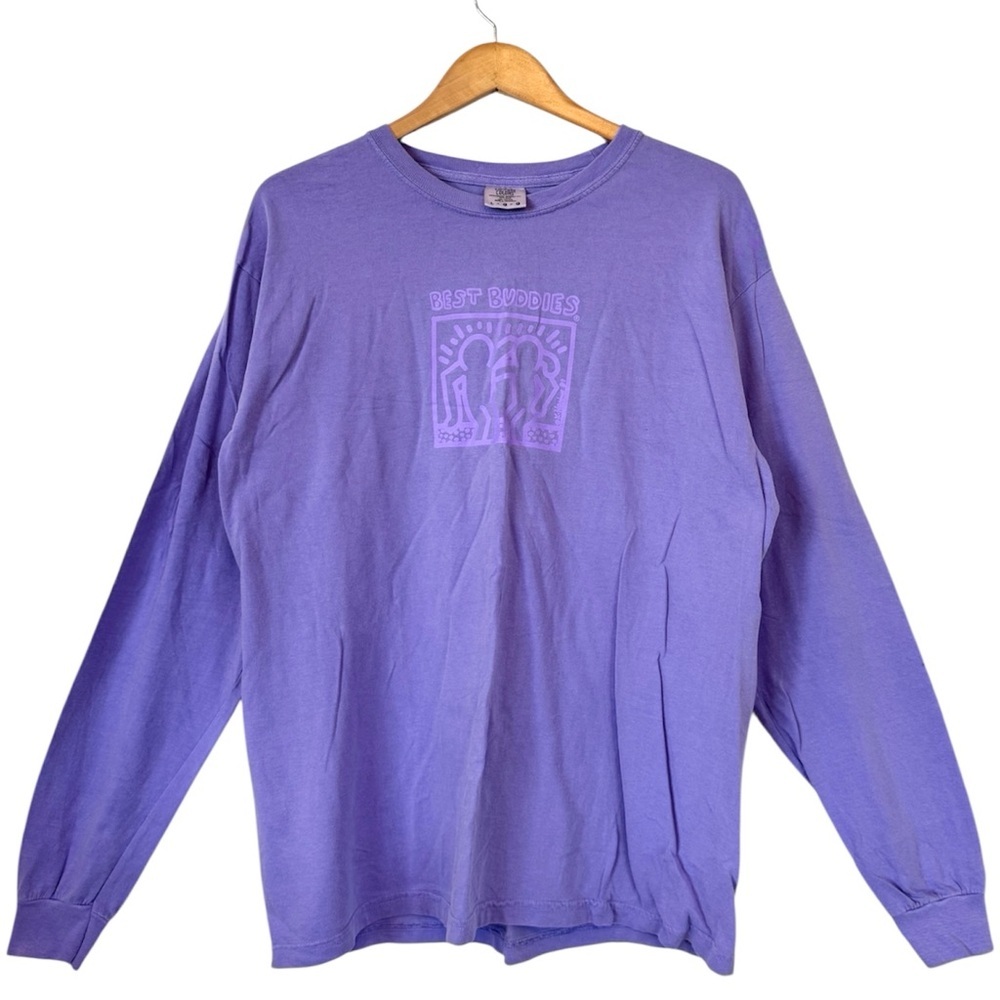 Best Buddies Graphic Keith Haring Long Sleeve Medium Weight Shirt Size Large